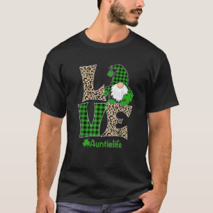 Camiseta Love Auntie Life Dia de São Patrício Gnomo Irlandê