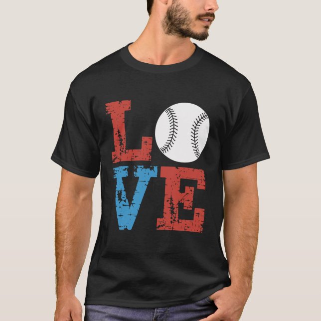 Camiseta LOVE Baseball Grunge Design – Retro Distressed (Frente)
