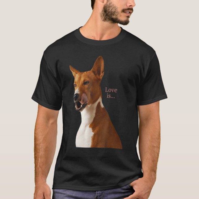 Camiseta Love Basenji Dog Mãe Pai Puppy Pet Namorados (Frente)
