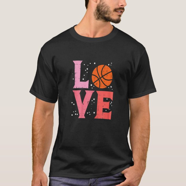 Camiseta Love Basketball Cute Sports Lover Men Women Kids G (Frente)