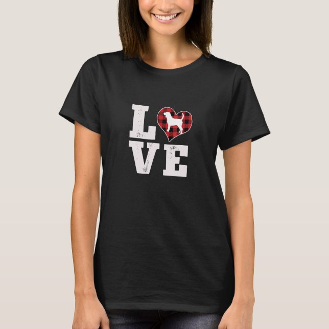 Camiseta Love Beagle Dog Lover Gifts Dog Buffalo Plaid Vale (Frente)