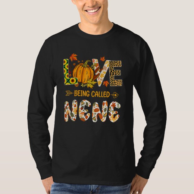 Camiseta Love Being Called Nene Pumpkin Fall Leaves Thanksg (Frente)
