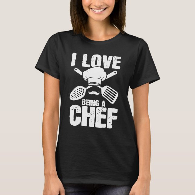 Camiseta Love Being Chef Cooking  Expert Cook Culinary Grap (Frente)