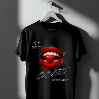 Camiseta Love Bites Red Lips Heart Attitude Graphic