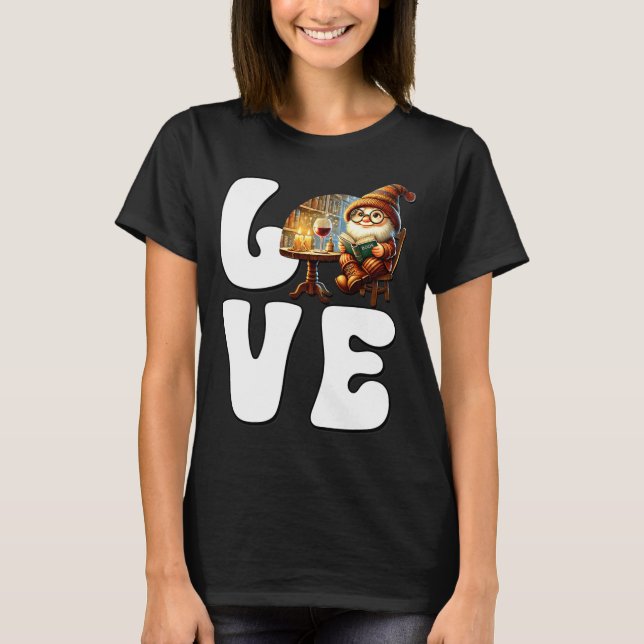 Camiseta Love Books Teacher Gnome Graphic For Women And Win (Frente)