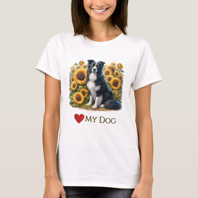 Camiseta Love Border Collie Dog T-Shirt (Frente)