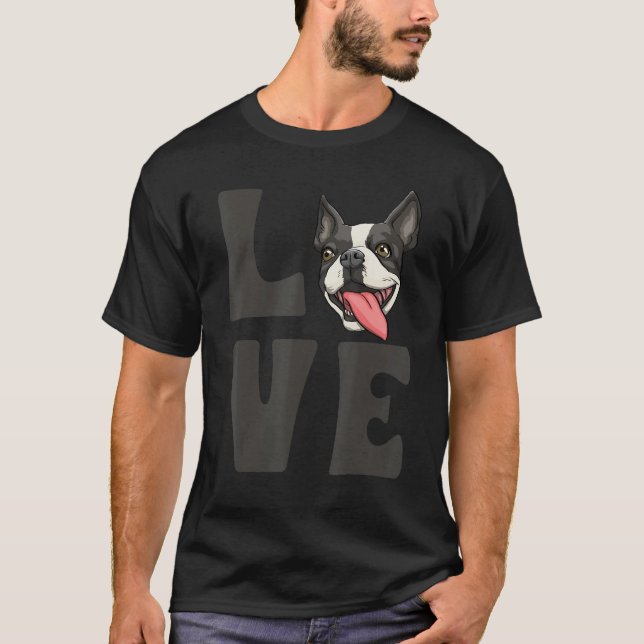 Camiseta Love Boston Terrier Dogs Puppy Love Pet Parent Can (Frente)