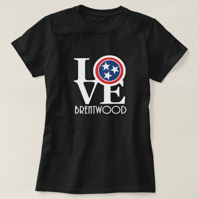 Camiseta LOVE Brentwood Tennessee (texto em branco) (Frente do Design)