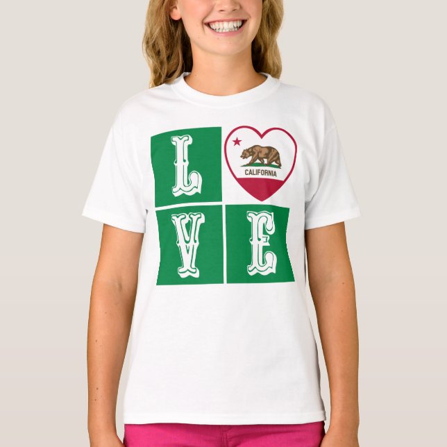 Camiseta Love California State Flag Hearde Pride (Frente)