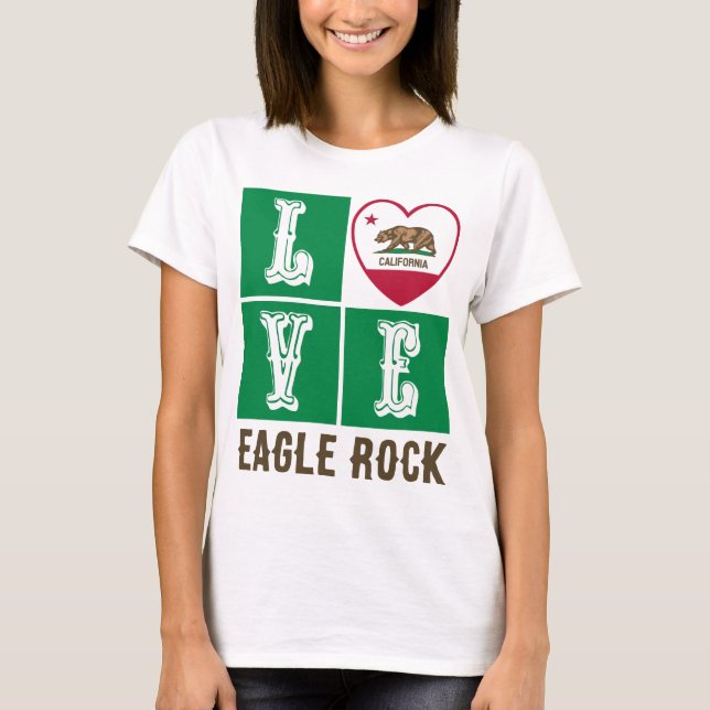 Camiseta Love California State Flag Heart Eagle Rock (Frente)