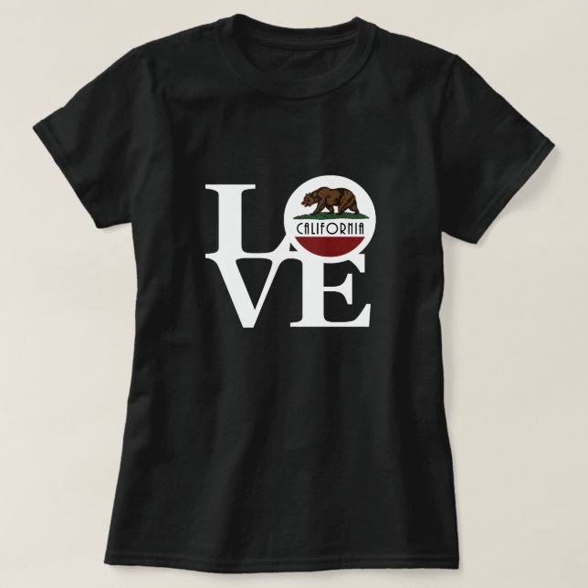 Camiseta LOVE California (texto em branco) (Frente do Design)