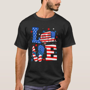 Camiseta Love Camping USA Flag 4 De Julho De 2023 Patriotic
