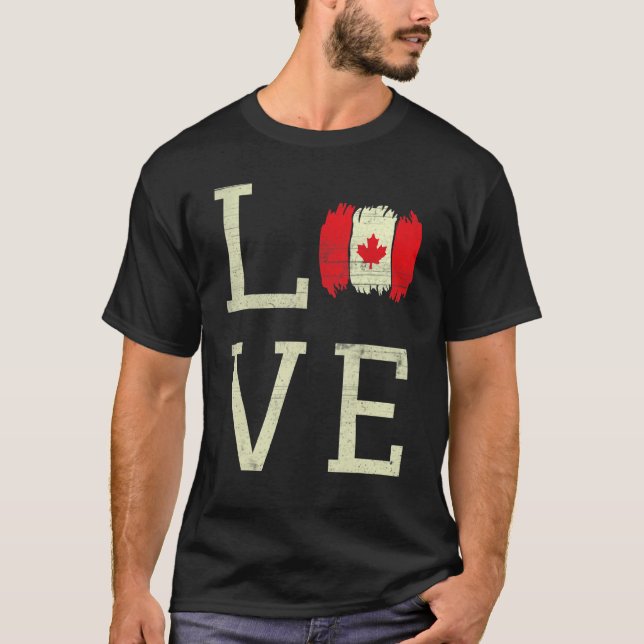 Camiseta Love Canada Day Maple Proud Canadian Flag Canadá (Frente)