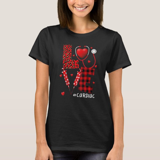 Camiseta love Cardiac Nurse stethoscope Valentine Day heart (Frente)