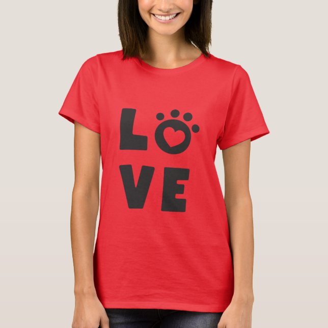 Camiseta Love Cat Paw Heart Cute Kitty Design for Cat Moms  (Frente)