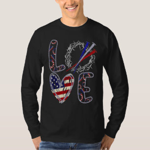Camiseta Love Christian Thorn Crown Nail 4 de julho Love U