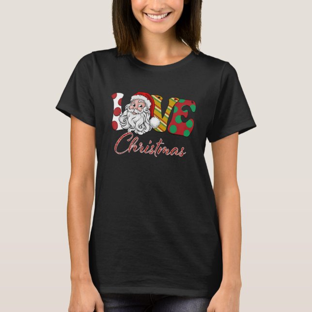 Camiseta Love Christmas Merry Christmas  Santa Claus Deer W (Frente)