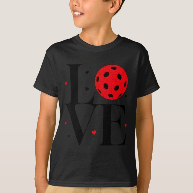 Camiseta Love Ckleball Valentines Day Cute Red Heart  (Frente)