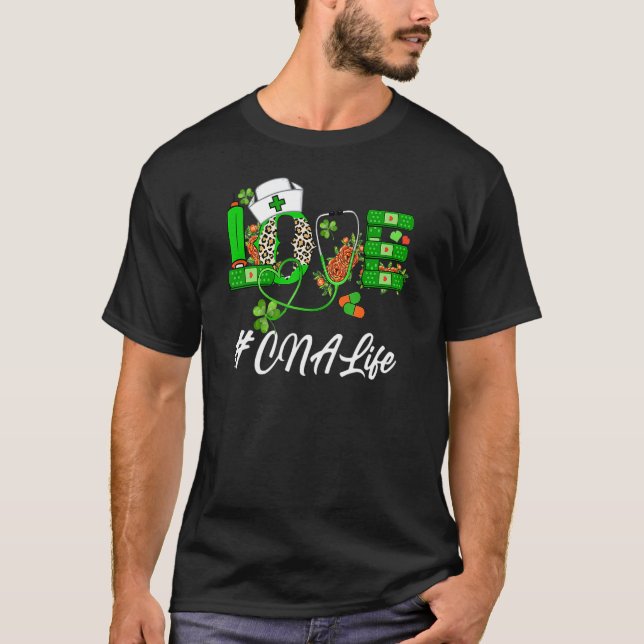 Camiseta Love Cna Life Leopard Shamrock Rua Funny Patrick S (Frente)