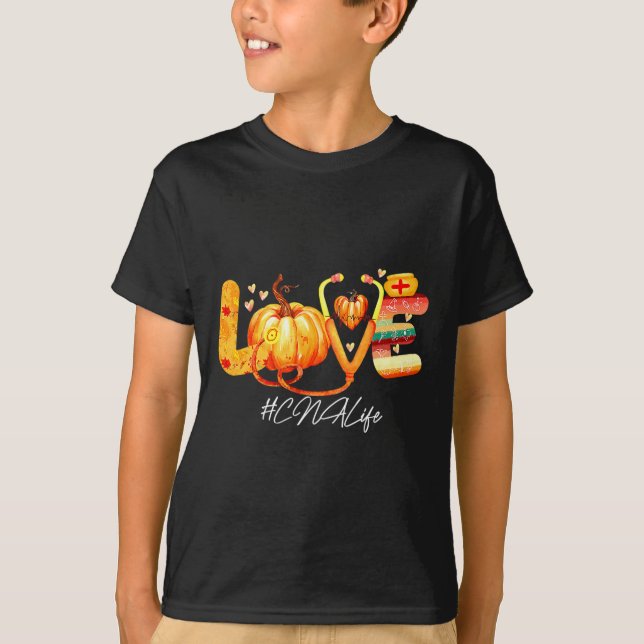Camiseta Love Cna Life Pumpkin outono outono outono Dia de  (Frente)