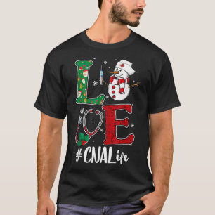 Camiseta Love CNA Life Stethoscope Snowman Christmas Vaccin