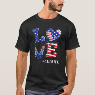 Camiseta Love CNA Lifes Enfermeira 4 De Julho, Bandeira Ame