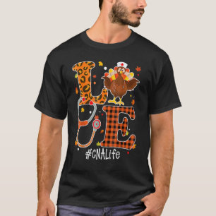 Camiseta Love CNA Nurse Life Stethoscope Turquia Graças