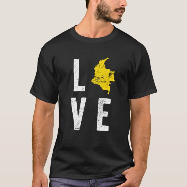 Camiseta Love Colombia Map Colombian National Independence  (Frente)