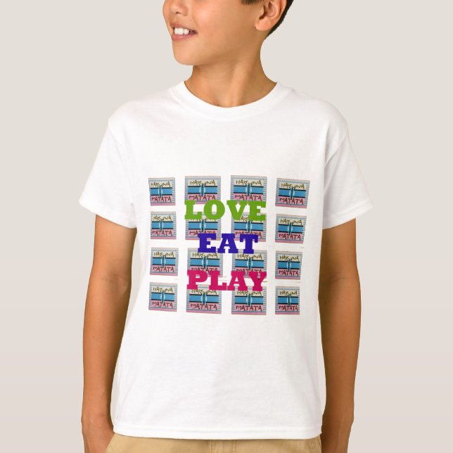 Camiseta Love Comed Play Hakuna Matata Art Impressão (Frente)