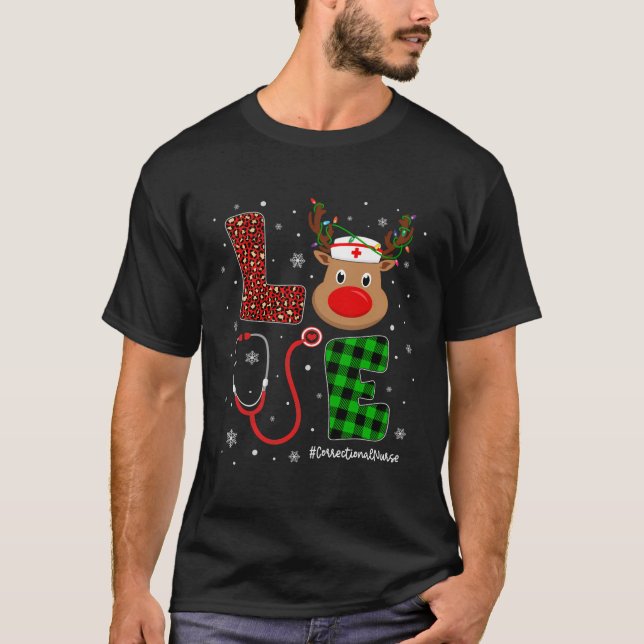 Camiseta Love Correctional Enfermeira Life Cute Reindeer Ch (Frente)