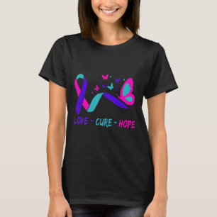 Camiseta Love Cure Hope Cervervor Cancer Warrior Butterfly
