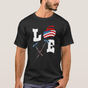 Camiseta Love Curling Rock Broling American Flag USA Winter