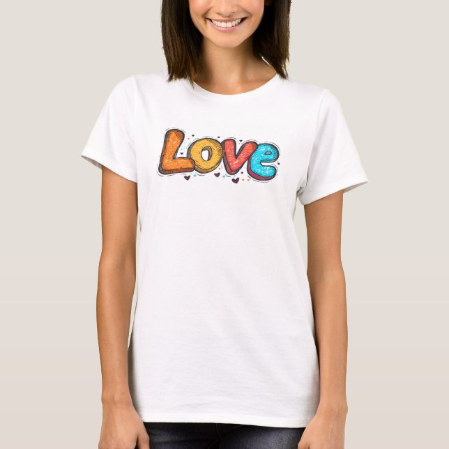 Camiseta Love Cute Cartoon Slogan (Frente)
