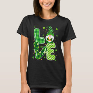Camiseta LOVE Cute Gnome Holding Horseshoe Shamrock Leopard