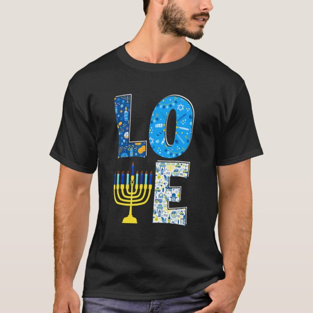 Camiseta Love Cute Hanukkah Decoration Menorah Pajama Match (Frente)