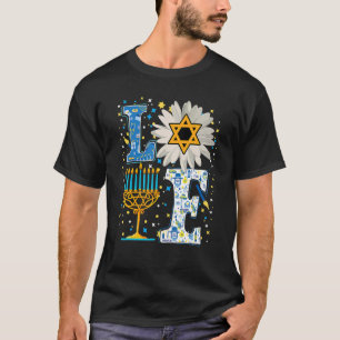 Camiseta LOVE Cute Hanukkah Floral Dreidel Menorah Chanukah