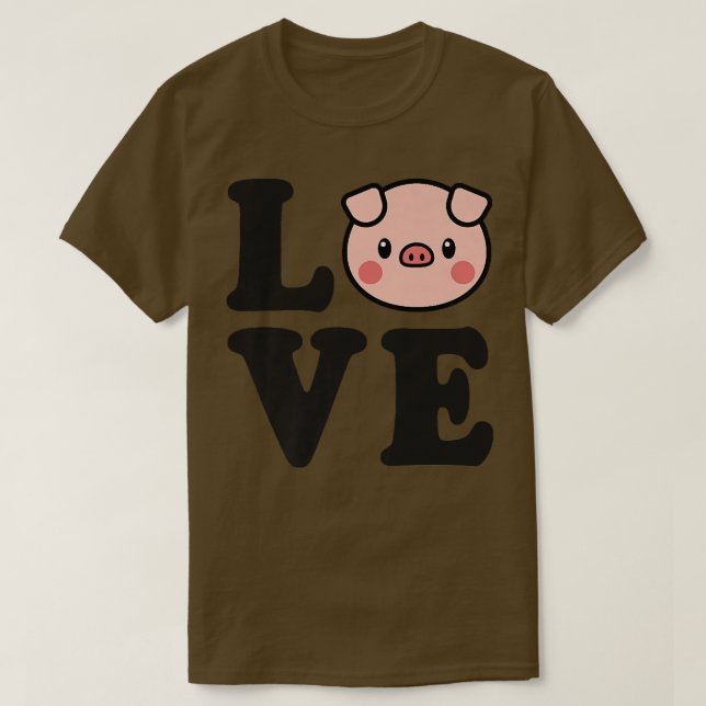 Camiseta Love Cute Trendy Kawaii Pig Lover Valentines Day P (Frente do Design)