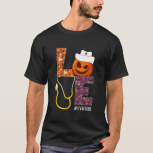 Camiseta Love CVICU Enfermeira Vida Enfermeira Halloween Pu