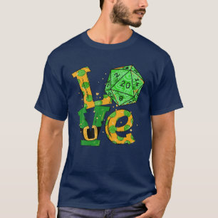 Camiseta Love D20 Dice Gamers Engraçado Dia de São Patrí