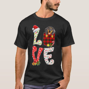 Camiseta Love Dachshund Red Xadrez Pocket Papais noeis De N