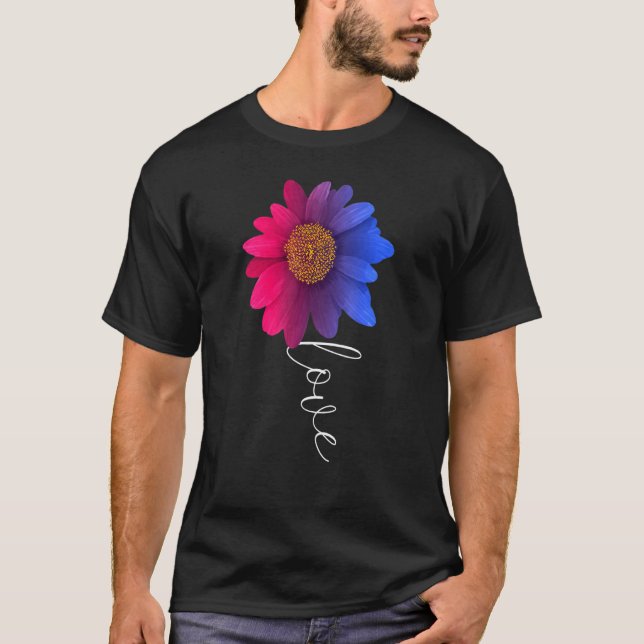 Camiseta Love Daisy Flower Bisexuality Flag Bisexual Lgbt P (Frente)