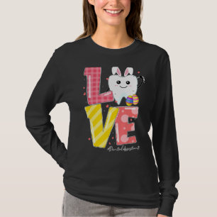Camiseta Love Dental Assistant Bunny Ears Dentist Hygiene E