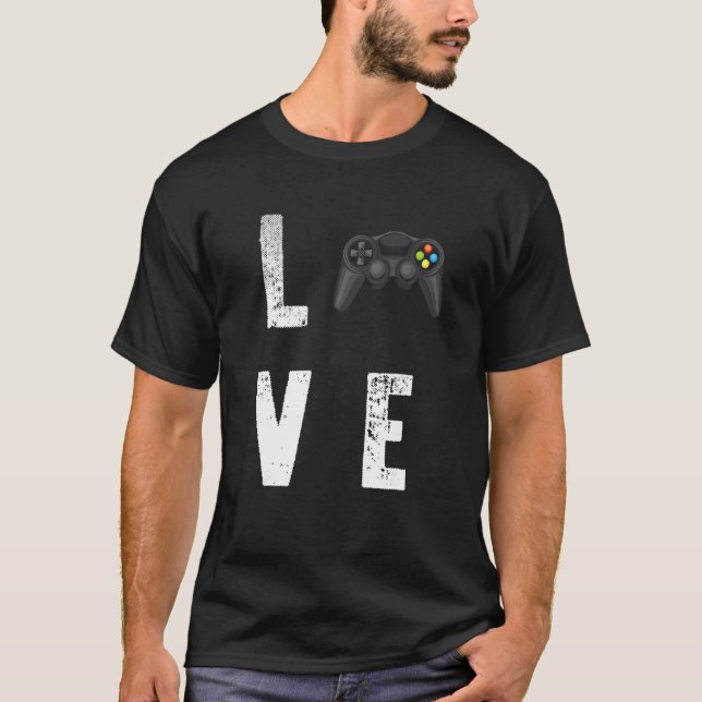 Camiseta Love Dia de os namorados Gaming Video Game Control (Frente)