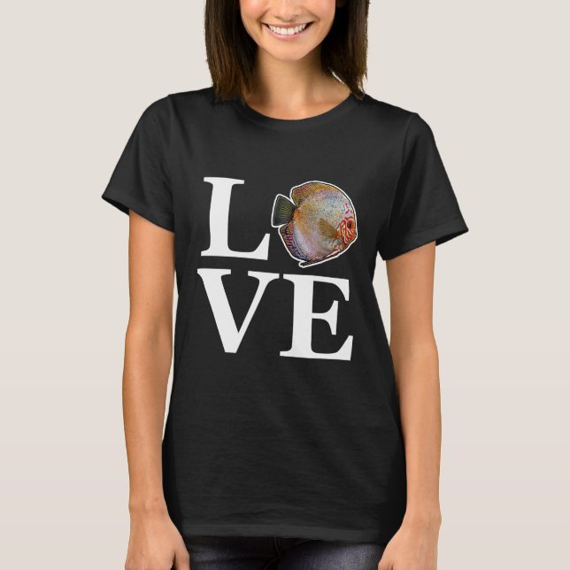 Camiseta Love Discus Fish Retro Fish Keeper Aquarium Hobby (Frente)