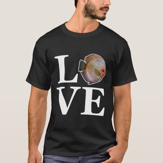 Camiseta Love Discus Fish Retro Fish Keeper Aquarium Hobby (Frente)