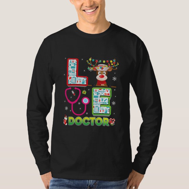 Camiseta Love Doctor Reindeer Stethoscope Sweater Ugly (Frente)