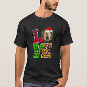 Camiseta Love Dog Briard Santa Hat Leopardo Natal