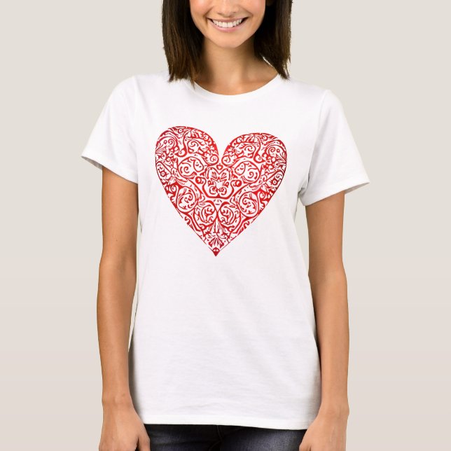 Camiseta Love Doodle Heart Abstrato Art, nº 02 (Frente)
