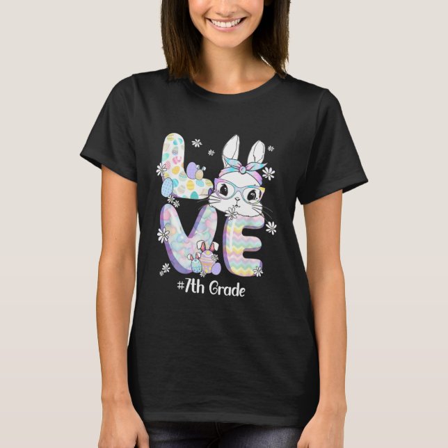 Camiseta Love Easter 7th Grade Teacher Bunny Cute Face Happ (Frente)