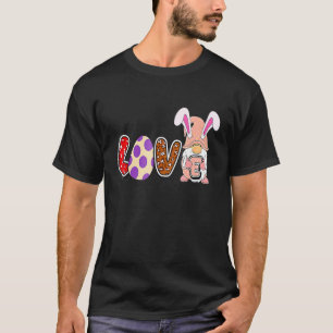 Camiseta Love Easter Gnome Bunny Ears Lettering Leopard Gr